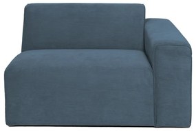 Divano componibile blu (con penisola a destra) con rivestimento in velluto a coste Sting – Scandic