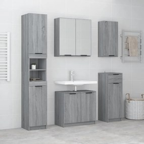 Set mobili da bagno 5 pz grigio sonoma in legno multistrato