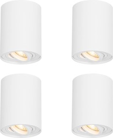 Set di 4 faretti da soffitto moderni bianchi orientabili e inclinabili - Rondoo Up