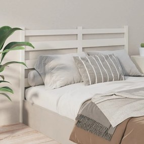 Testiera Per Letto Bianca 206x4x100 Cm Legno Massello Di Pino /