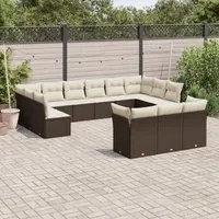 Set Divani da Giardino 13 pz con Cuscini Marrone in Polyrattan 3250292