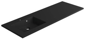 Lavabo integrale a incasso a sinistra rettangolare Neo L 136 x H 11.2 x P 48.5 cm in composito minerale di resina gelificata nero