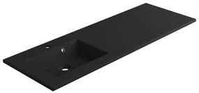 Lavabo integrale rettangolare vasca a sinistra Neo L 136 x H 11.2 x P 48.5 cm in composito minerale di resina gelificata nero