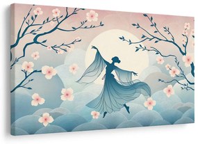 Quadro su tela – Ballerina sotto il ciliegio in luna piena