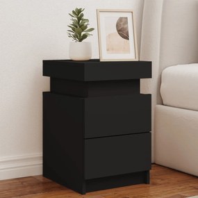 Comodini Con Luci Led 2pz Neri 35x39x55 Cm /