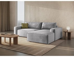 Divano letto angolare grigio chiaro in tessuto bouclé (angolo destro) Jodie - Micadoni Home