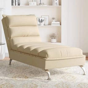Chaise Longue Con Cuscini Crema İn Tessuto /