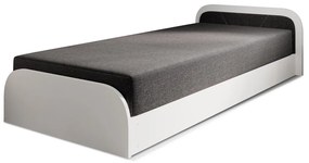 Letto singolo imbottito/in truciolato bianco/grigio scuro con contenitore e materasso inclusi 80x190 cm Parys – ELTAP