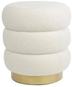 Sgabello in tessuto bouclé bianco Kimi - Light &amp; Living