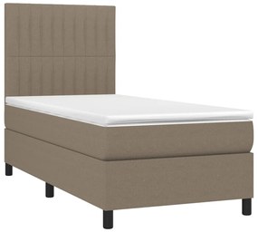 Letto a molle con materasso e led tortora 100x200cm in tessuto