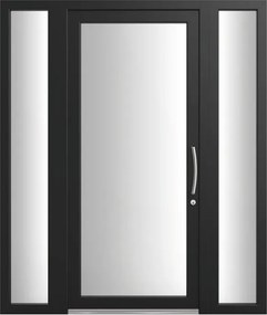 Portoncino d'ingresso Condo12 con vetro L 90 x H 210 cm in PVC nero, apertura spingere a sinistra