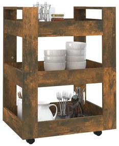 Carrello da cucina rovere fumo 60x45x80 cm legno multistrato