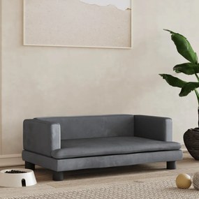 Lettino per cani grigio scuro 80x45x30 cm in velluto