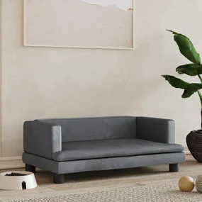 Lettino per cani grigio scuro 80x45x30 cm in velluto