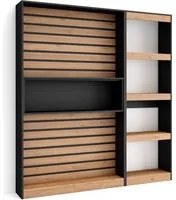 Libreria scaffale in legno a ripiani, 170x186x25cm, Soggiorno - Ufficio, Per libri, Stile moderno, Rovere e nero