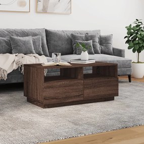 Tavolino da soggiorno con luci led rovere marrone 90x49x40 cm