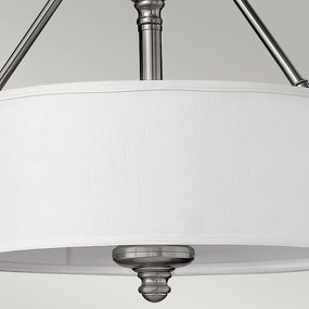 Lampadario Classico Sussex Acciaio Nichel Spazzolato Tessuto 3 Luci E27