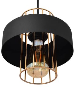 Lampadario a sospensione con filo VOLTA 1xE27/15W/230V nero/oro