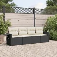 Set Divani da Giardino 4 pz con Cuscini Nero in Polyrattan 3252213