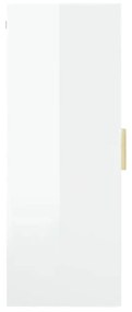 Armadietto pensile a parete bianco lucido 69,5x34x90 cm