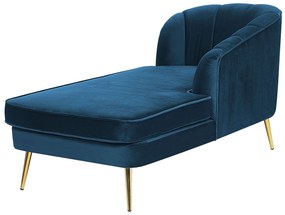 Chaise longue velluto blu marino sinistra ALLIER Beliani