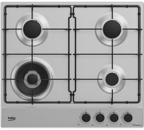 Beko - HIAW64224SXE: Piano a Gas con PractiClean, 3 Bruciatori + 1 Wok, 60 cm. Colore del prodotto: Acciaio inox, Posizionamento dell'apparecchio: Da