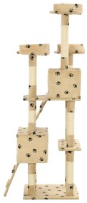 Albero per gatti tiragraffi sisal 170 cm zampe stampate beige
