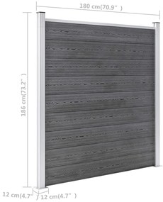 Pannello di Recinzione in WPC 526x186 cm Grigio