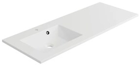 Lavabo integrale a incasso a sinistra rettangolare Neo L 121 x H 11.2 x P 48.5 cm in composito minerale di resina gelificata bianco