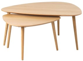 Tavolini in rovere decorato in colore naturale in set di 2 pezzi 70x100 cm Adda - Unique Furniture