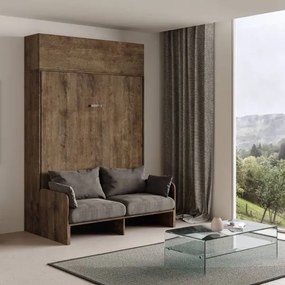 Letto matrimoniale a scomparsa 160 cm con pensile Noce KENTARO SOFŔ