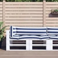 Cuscini per Pallet 3 pz Strisce Blu e Bianche Tessuto Oxford 360959