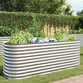 Letto Rialzato Giardino 240x80x81 Cm İn Acciaio Zincato Argento /