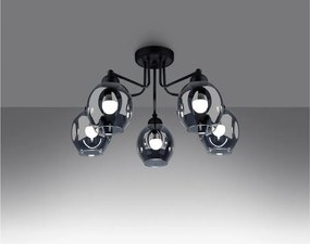 Plafoniera nera con paralume in vetro 59x59 cm Garten – Sollux