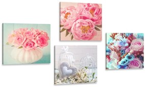 Set di quadri – Erba medica vintage con fiori
