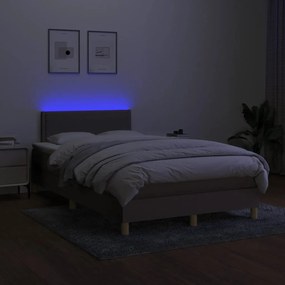 Letto a molle con materasso e led tortora 120x190 cm in tessuto