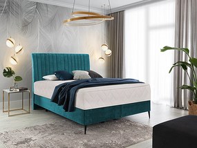 Letto matrimoniale boxspring Baviera - 180 x 200 cm , Tessuto verde acqua