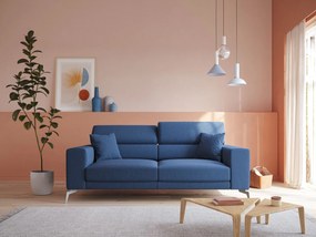 Blade Divano con poggiatesta reclinabili in tessuto impermeabile misto cotone T13 blu
