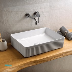 Lavabo D'Appoggio Da 50x36 Cm Finitura Bianco Lucido