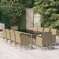 Set da Pranzo per Giardino 11 pz in Polyrattan Beige 3058574