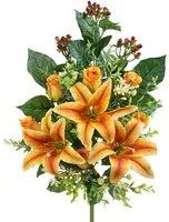 Set 2 Frontale Artificiali Lilium/Rose 54 cm Giallo