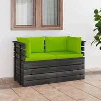 Divano da Giardino 2 Posti su Pallet con Cuscini Massello Pino cod mxl 40597