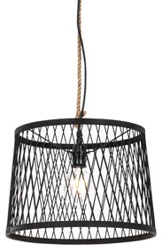 Lampada a sospensione da esterno rustica in rattan nero 40 cm - Calamus