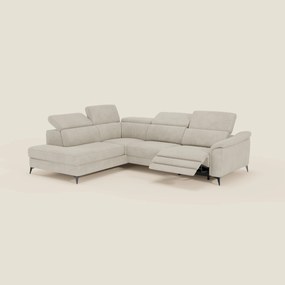 Arcos Divano angolare - piedini alti e poggiatesta reclinabili in microfibra impermeabile T11 panna