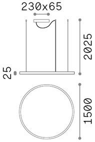 Sospensione Moderna Oracle Alluminio-Plastiche Nero Led 89W 3000K D150Cm