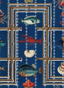 Mindthegap Carta da parati Underwater Life - Indigo/ Turquoise/ Red/ White
