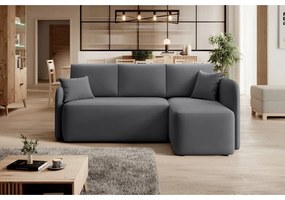 Divano angolare grigio tortora allungabile/con contenitore (con penisola a destra/con chaise lounge) con rivestimento in velluto Hadson – ELTAP