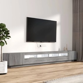 Set Mobili TV 3 pz con Luci LED Grigio Sonoma Legno Multistrato