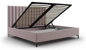 Letto matrimoniale imbottito rosa chiaro con contenitore con griglia 200x200 cm Casey - Mazzini Beds