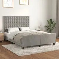 Giroletto con Testiera Grigio Chiaro 140x190 cm in Velluto cod mxl 57985